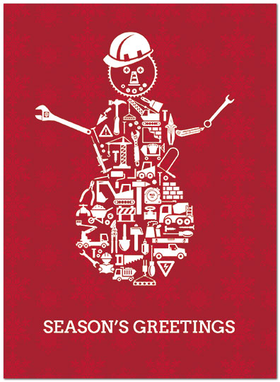 Construction Snowman Holiday Card D7182U-A