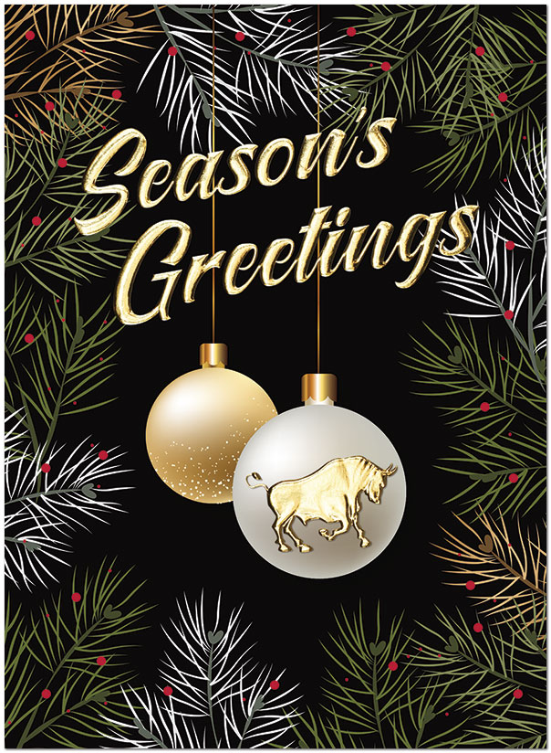 Bull Ornament Holiday Card H9189U-AA