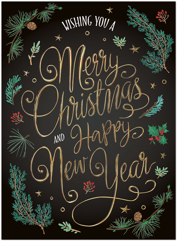 Christmas Greenery Holiday Card H1528U-AA