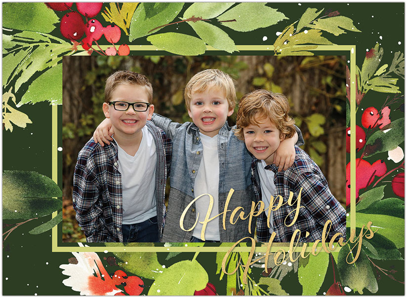 Painted Holly Photo Card D1782U-4B