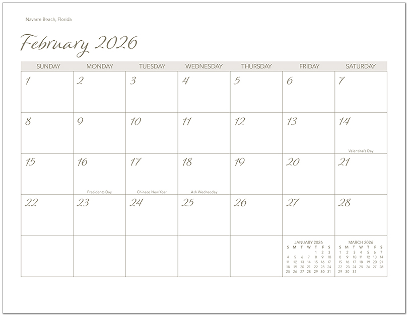 Scenic Beaches Wall Calendar DWP1526