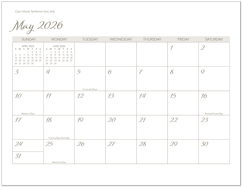 Scenic Beaches Wall Calendar DWP1526
