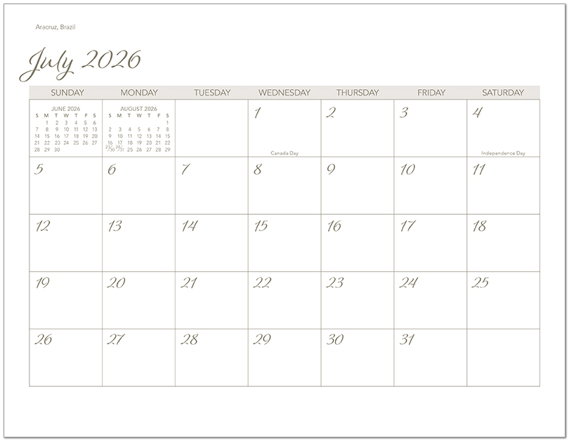 Scenic Beaches Wall Calendar DWP1526
