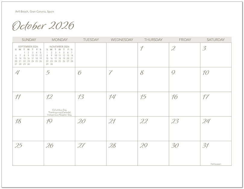 Scenic Beaches Wall Calendar DWP1526