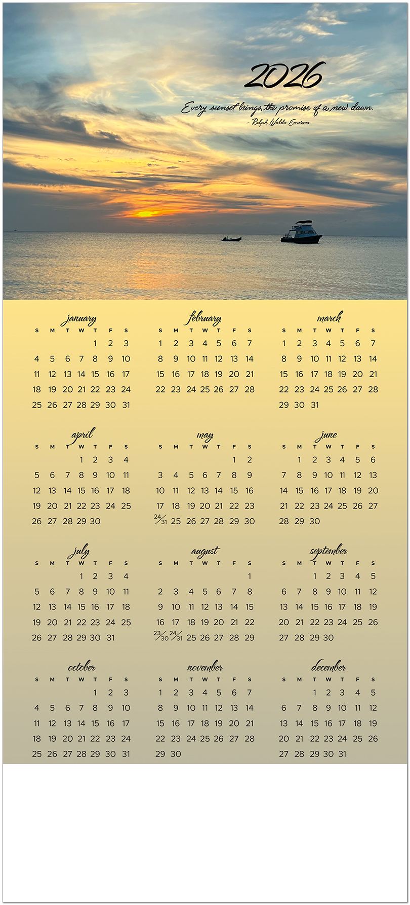 Sunset Calendar Card C2999U-AA